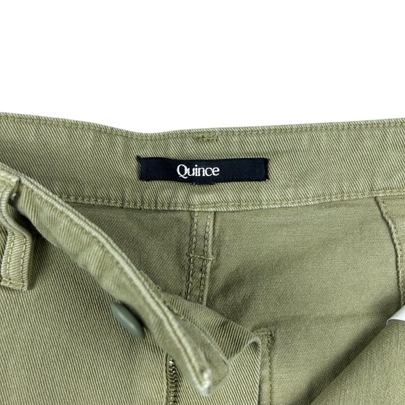 Quince Stretch Cotton Wide Leg Crop Chino Pants Size 10 Olive Green High Rise - Picture 3 of 12